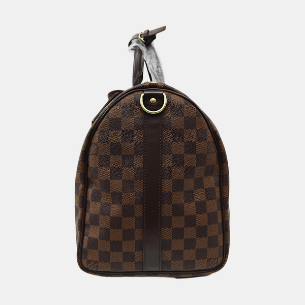 KEEPALL 45 Damier Ebene Coated Canvas Brown
