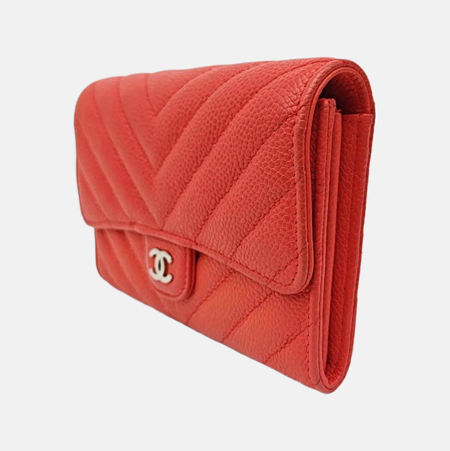 CLASSIC FLAP Mini Chevron Calfskin Pink Wallet