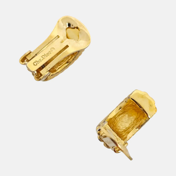 Twist Round Metal Gold Clip On Earrings