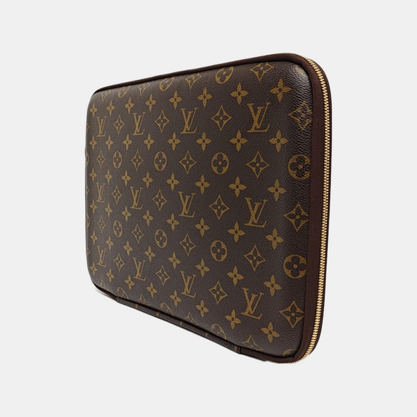 Monogram Coated Canvas Clutch Brown