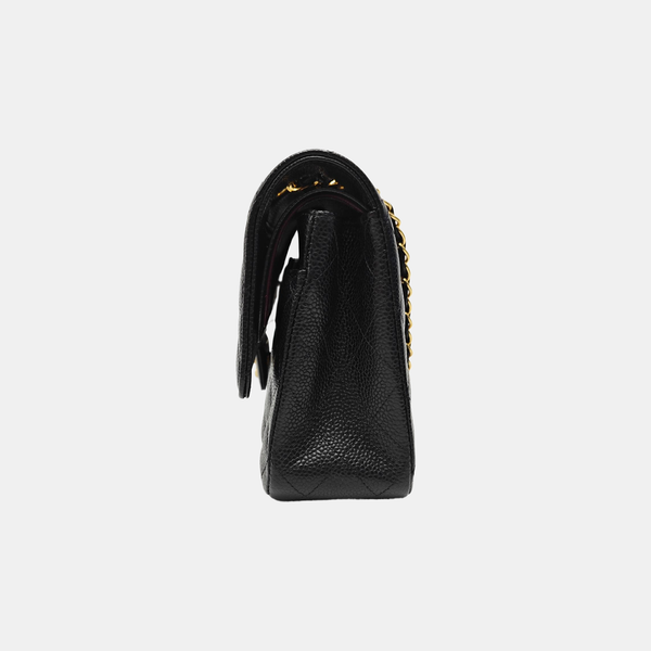 CLASSIC FLAP Medium Quilted Grained Calfskin Black