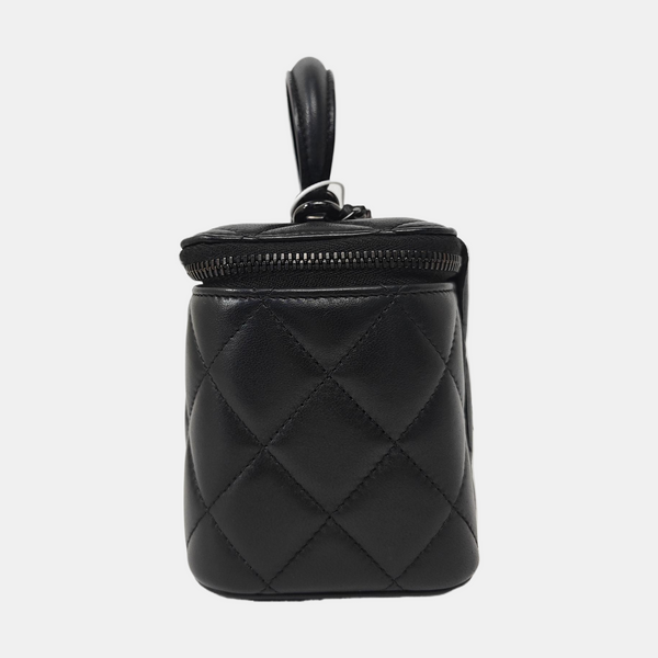 BOLSOS DE COSMÉTICOS VINTAGE Piel de Cordero Acolchada Negra