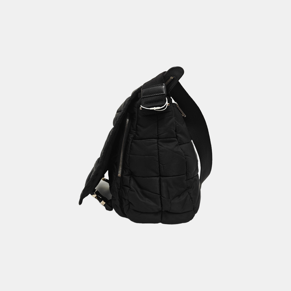 Quilted Nylon Shoulder Bag Black