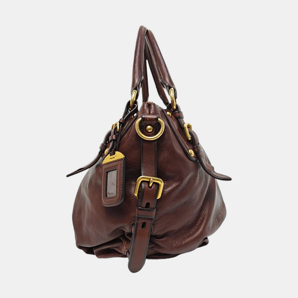 Calfskin Shoulder Bag Brown