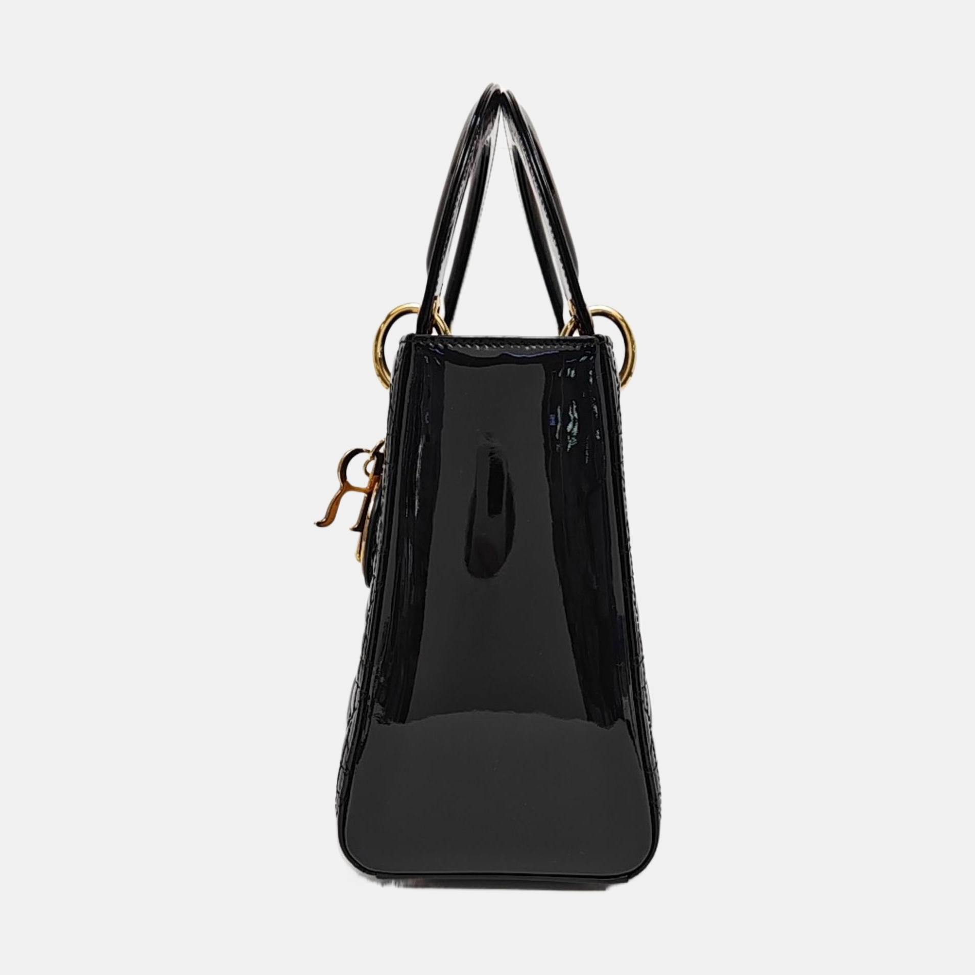 Lady Dior Medium Cannage Patent Leather Black