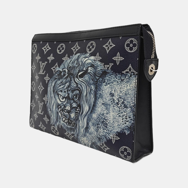 Pochette Voyag MM Monogram Coated Canvas Blue