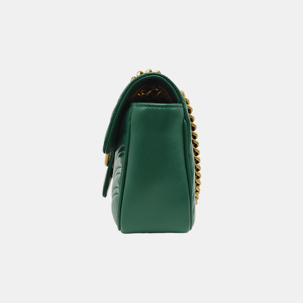 GG Marmont Small Quilted Calfskin Green