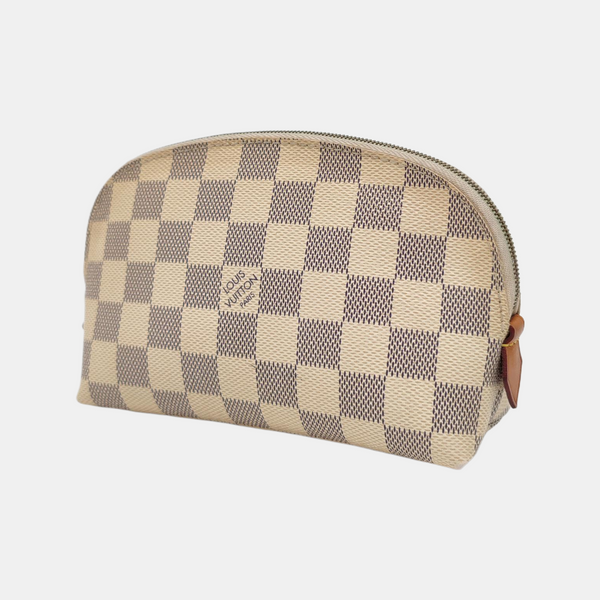 COSMETIC PM Damier Azur Coated Canvas White