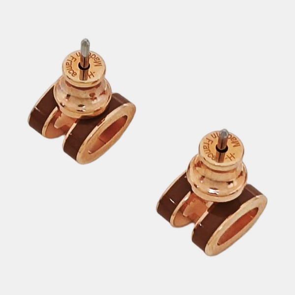 Pop H Metal Brown Stud Earrings