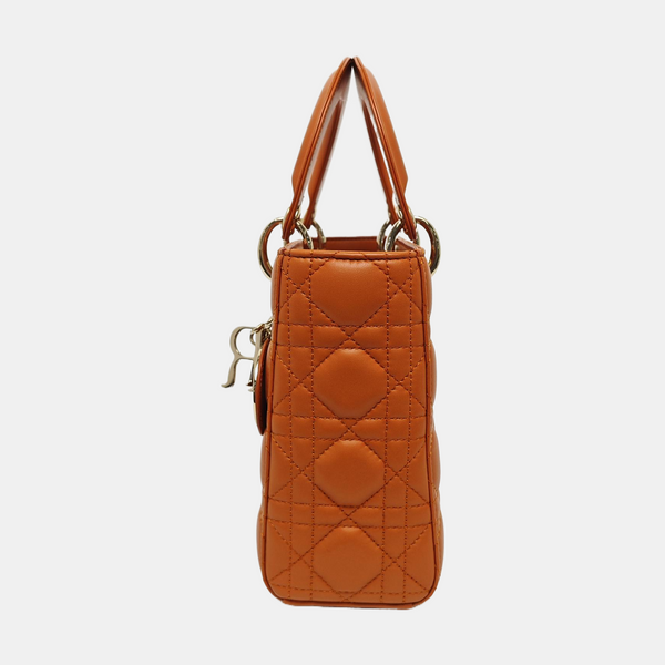 Lady Dior Small Quilted Lambskin Orange