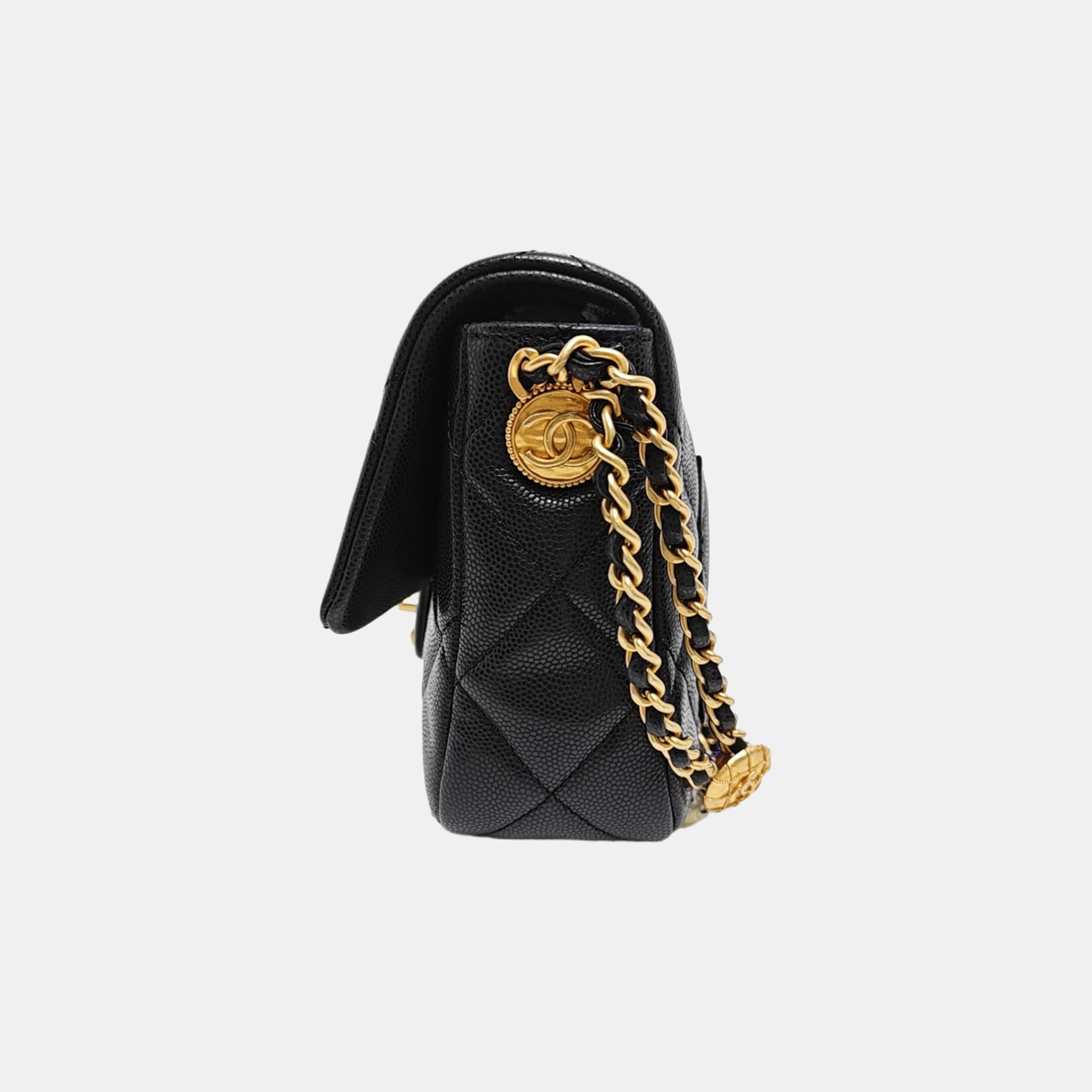 CLASSIC FLAP Mini Quilted Grained Calfskin Black
