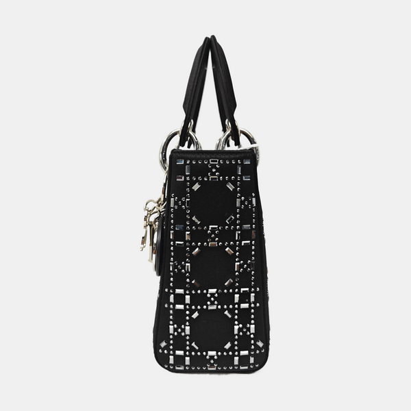 Lady Dior Mini Cannage Silk Satin Black
