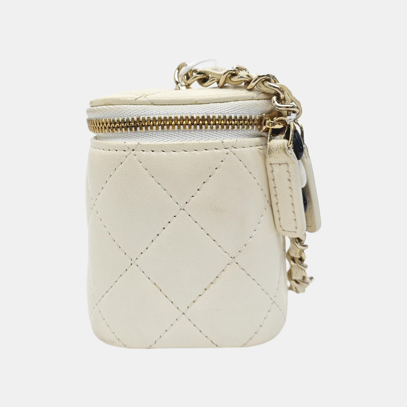 VANITY CASE Mini Quilted Lambskin White