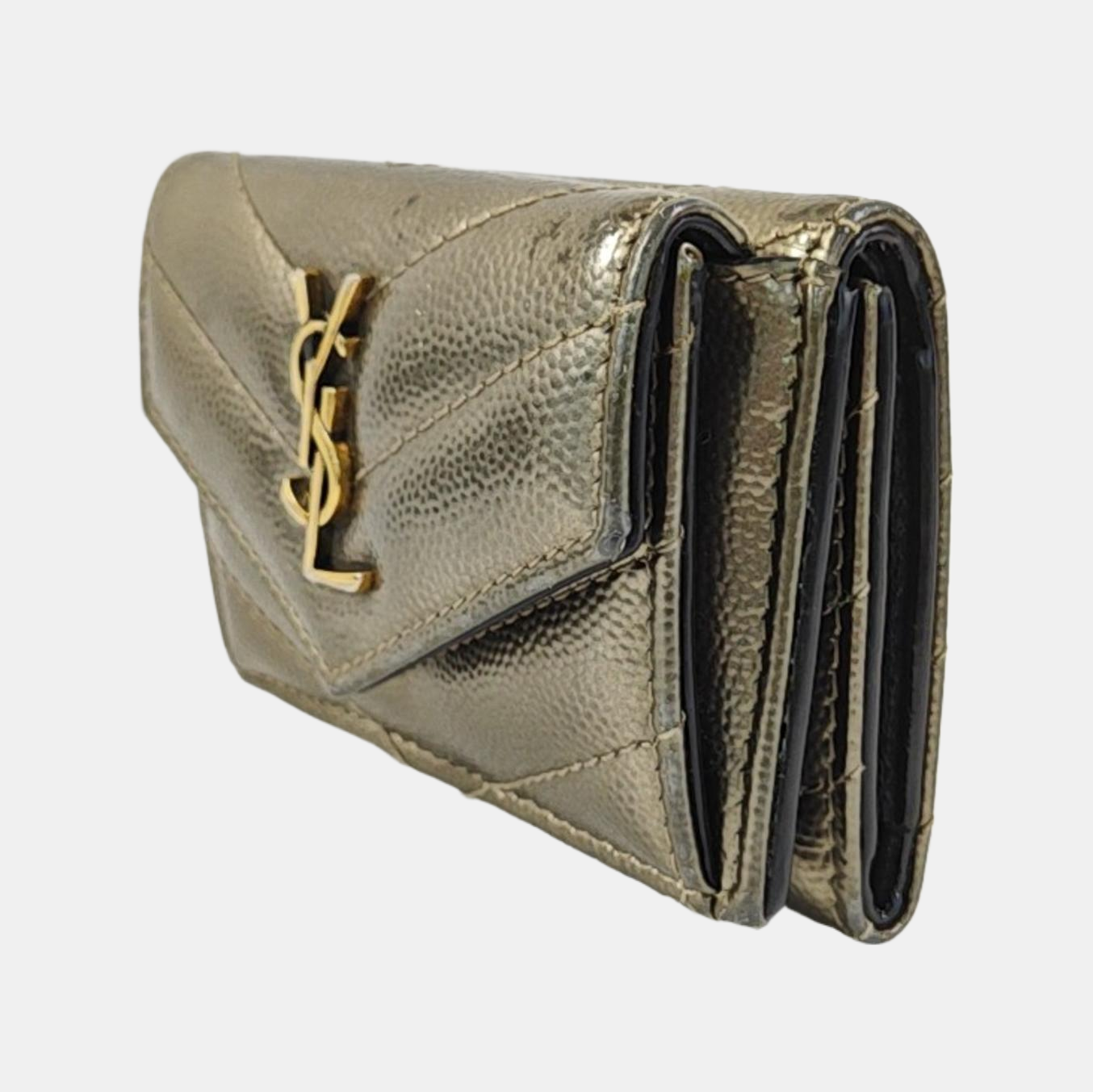 Chevron Calfskin Wallet Gray