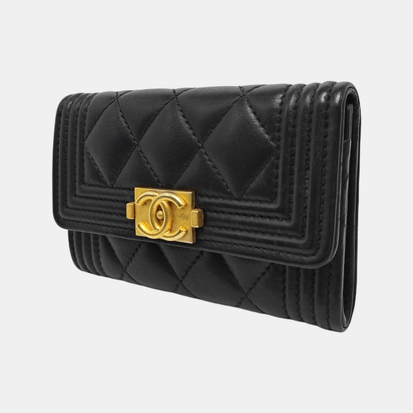 BOY CHANEL Quilted Calfskin Black Wallet