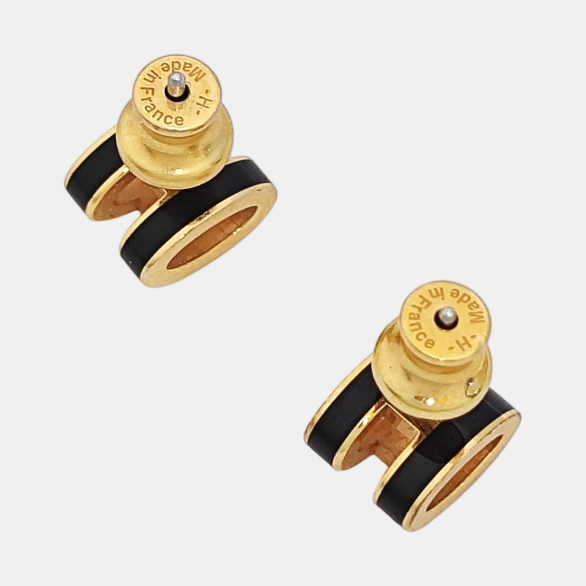 Pop H Metal Gold Stud Earrings
