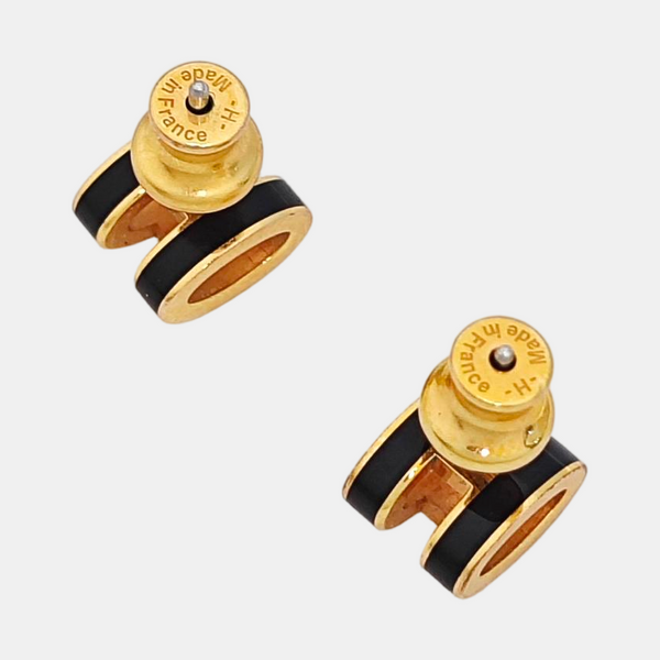 Pop H Metal Gold Stud Earrings