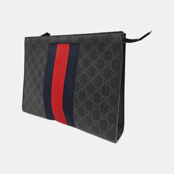 GG Supreme Monogram Coated Canvas Gray
