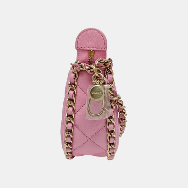 Quilted Lambskin Shoulder Bag Mini Pink