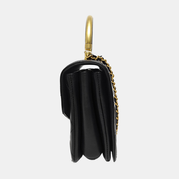 Quilted Calfskin Shoulder Bag Black