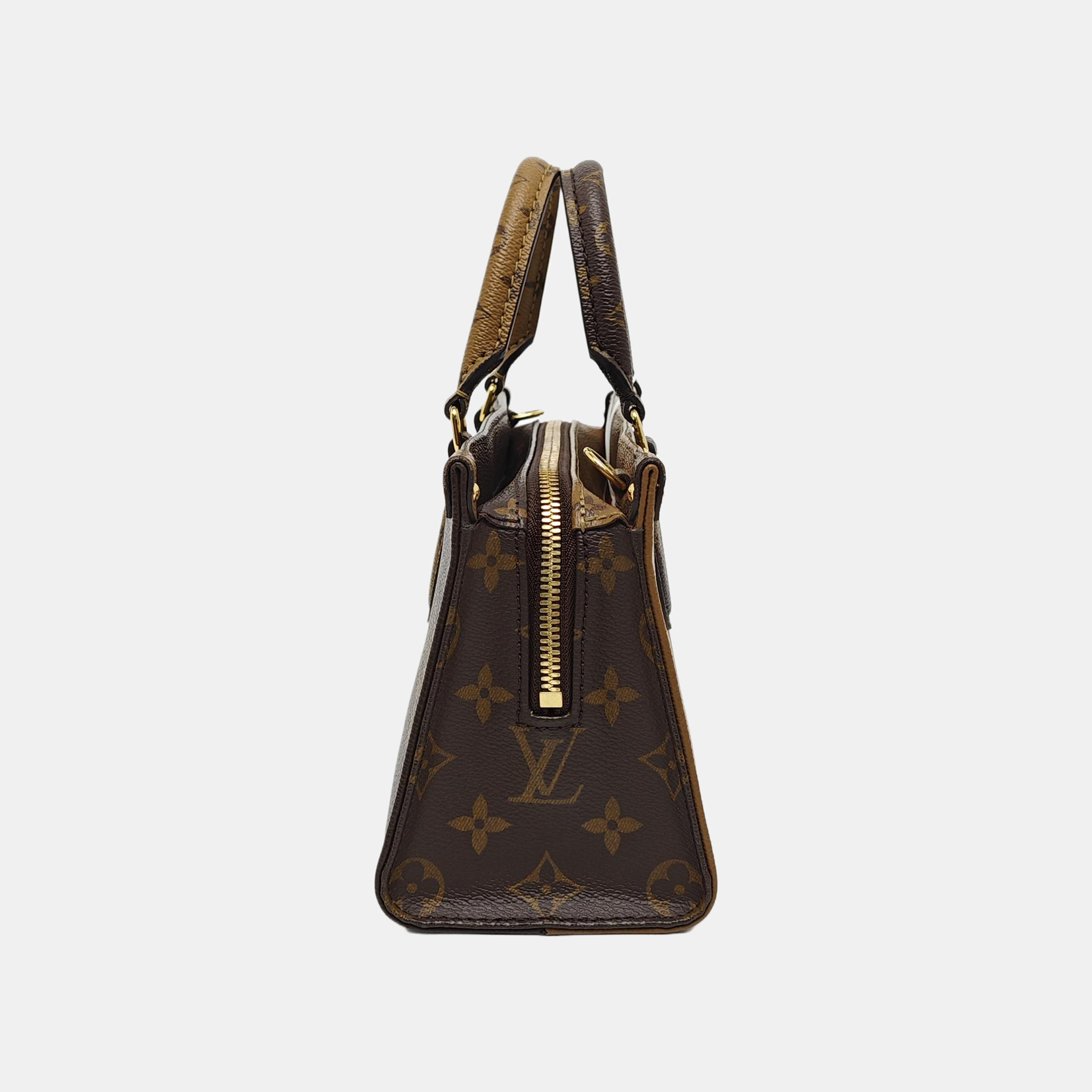 ONTHEGO EAST WEST PM Monogram Coated Canvas Brown