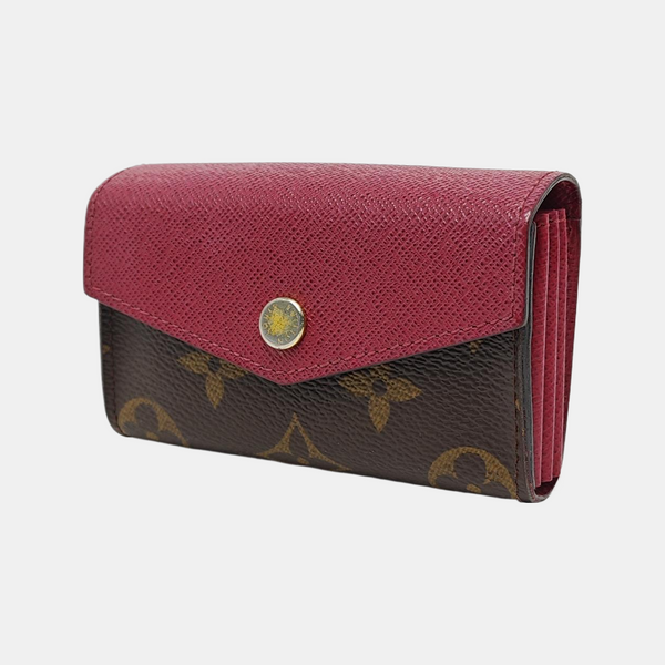 MARIE LOU Monogram Coated Canvas Brown Card Holder