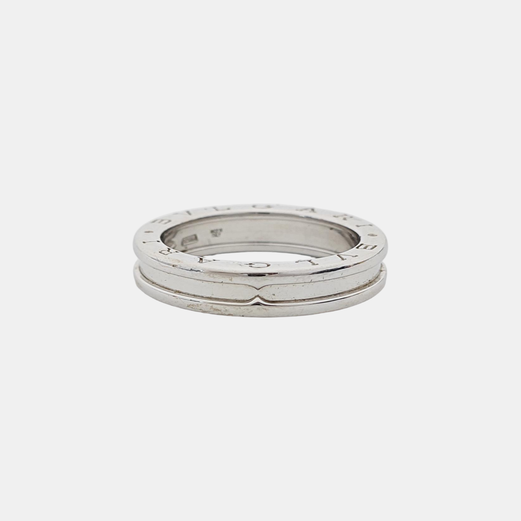 B.ZERO1 18k White Gold Silver Ring EU 60