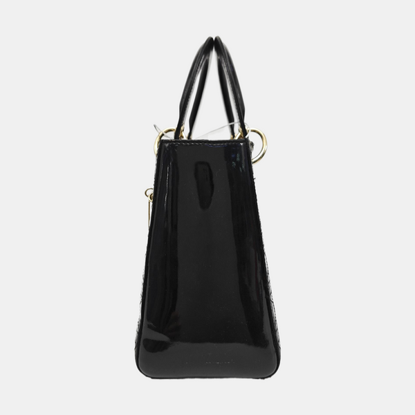 Lady Dior Medium Cannage Patent Leather Black