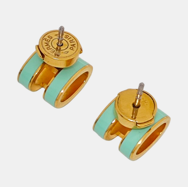 Pop H Metal Blue Stud Earrings