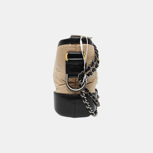 GABRIELLE Small Quilted Calfskin Beige