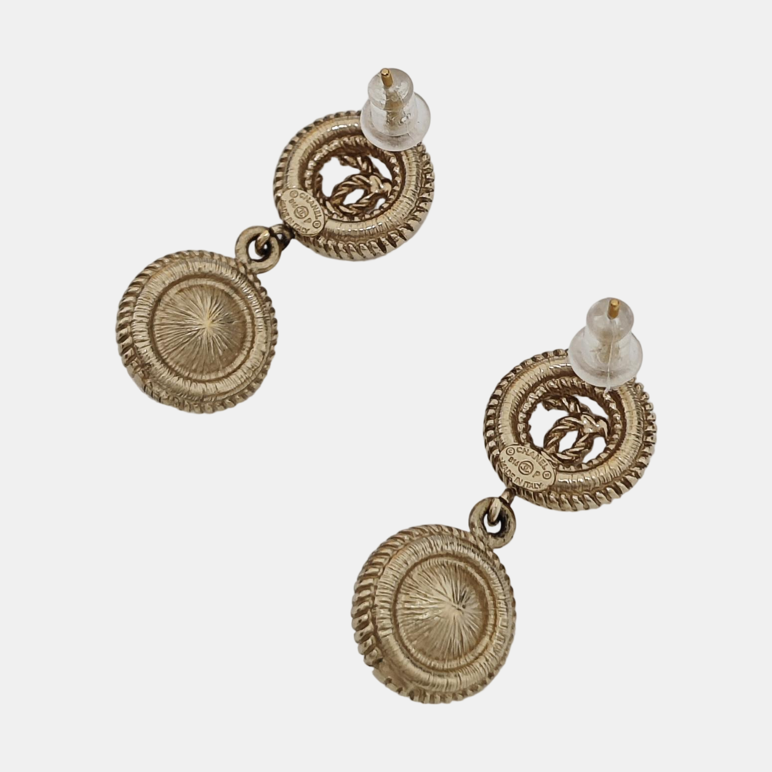 CC Logo Metal Gold Stud Earrings