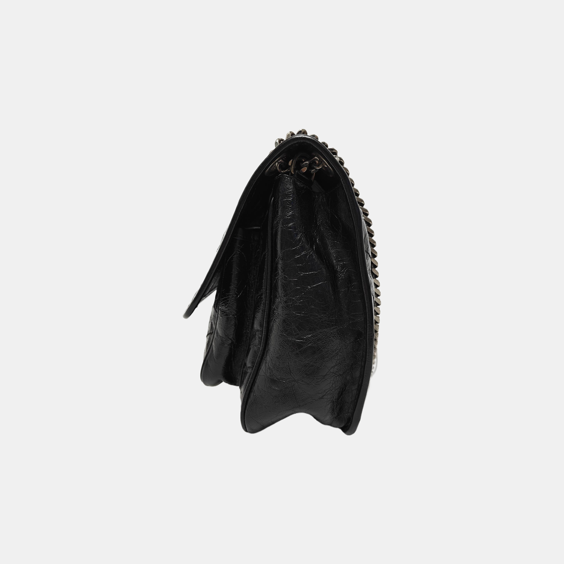 NIKI Medium Chevron Calfskin Black