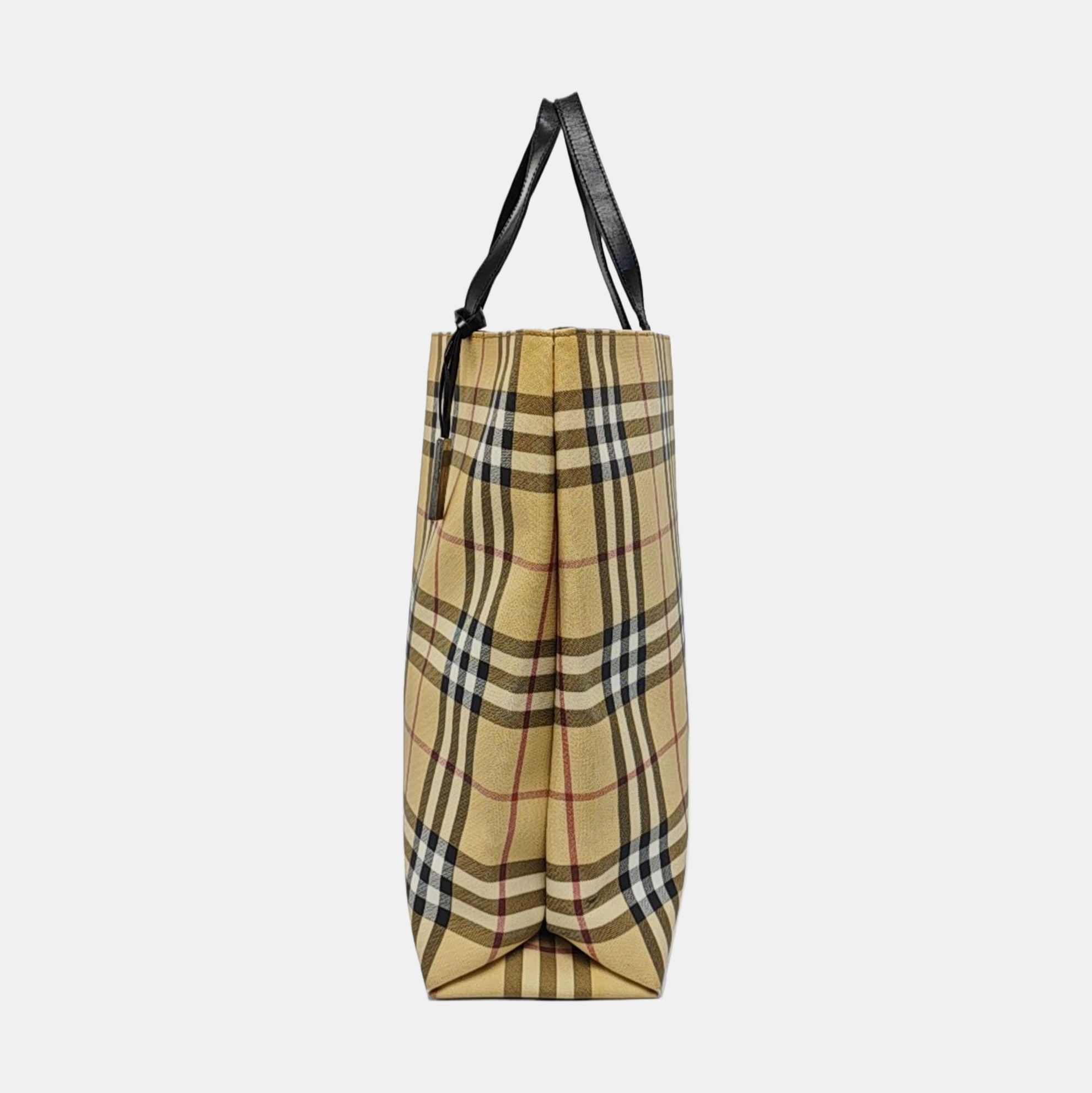 Coated Canvas Top Handle Bag Beige