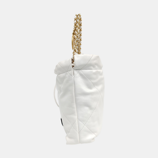 Authenticated pre-owned  CHANEL 22 Mini Quilted Calfskin White - Tote Bag at Looply