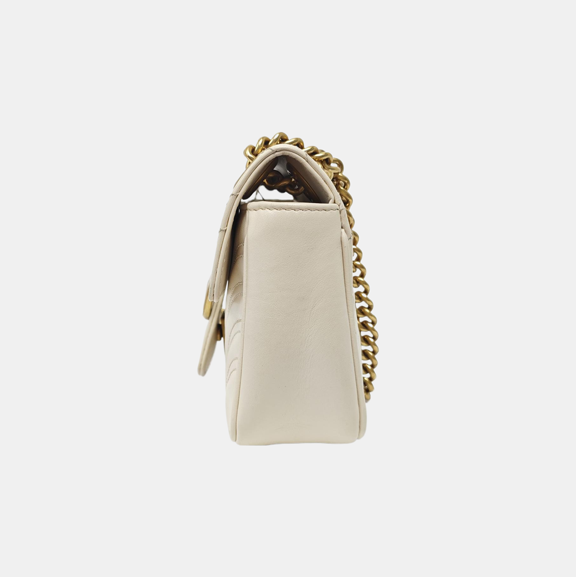 GG Marmont Small Quilted Calfskin White