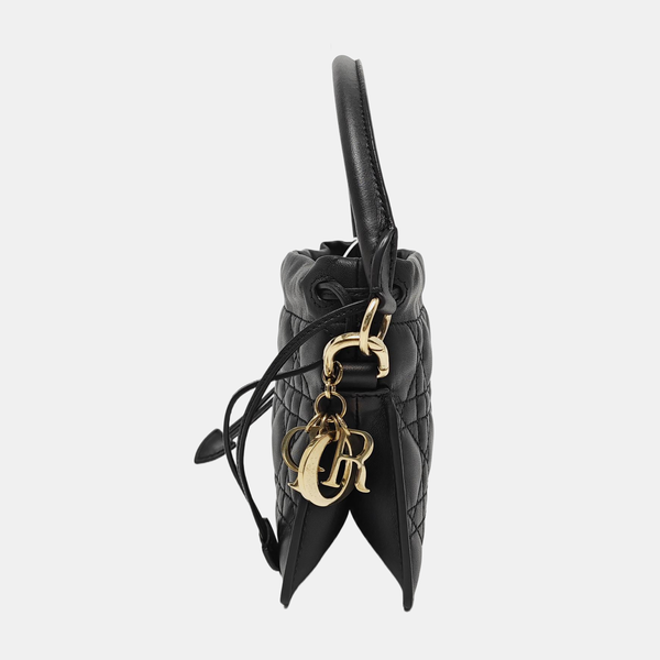 Cannage Lambskin Shoulder Bag Black