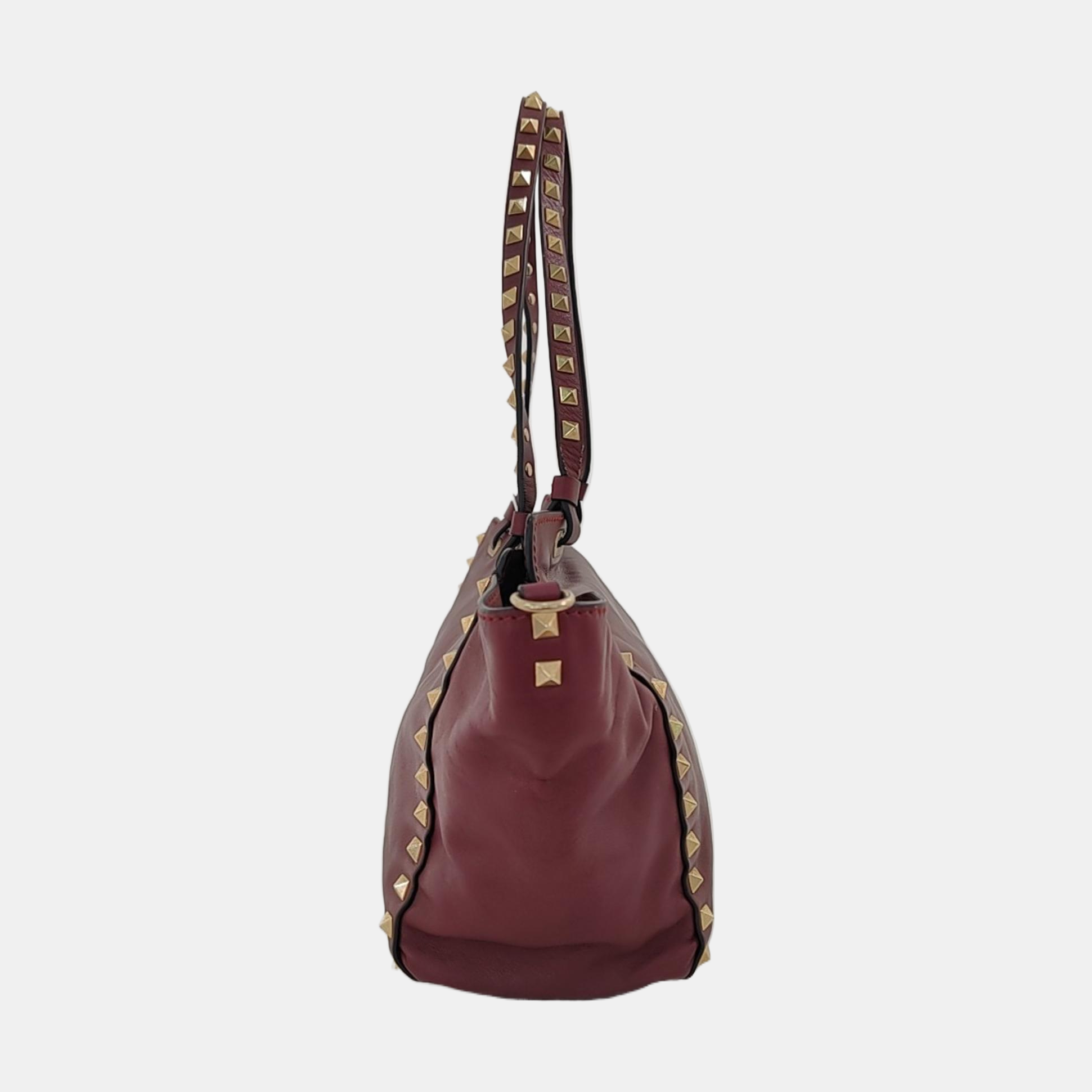 Rockstud Small Calfskin Red