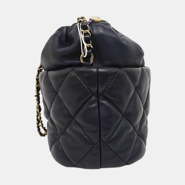 Quilted Lambskin Shoulder Bag Blue