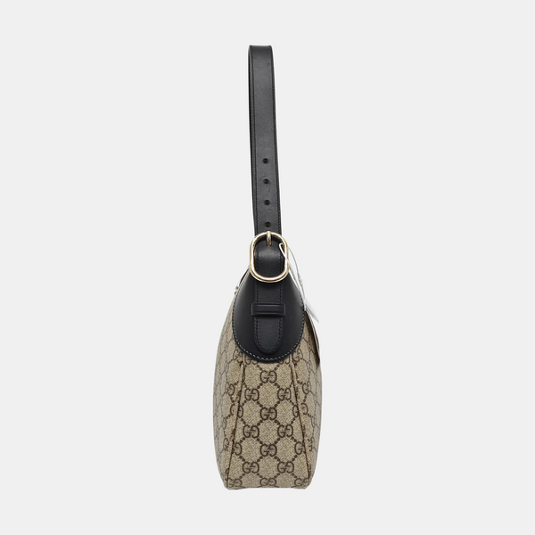 GG Emblem Small Monogram Coated Canvas Beige