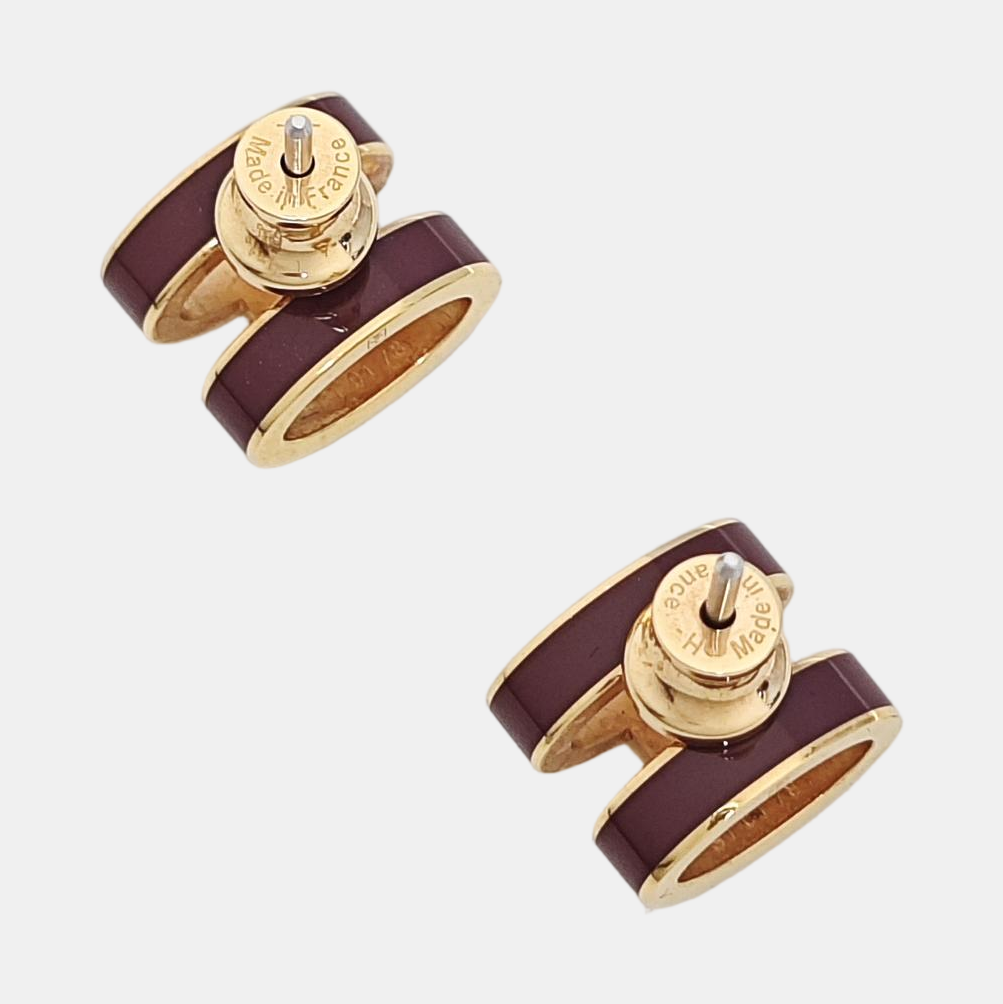 Pop H Metal Red Stud Earrings