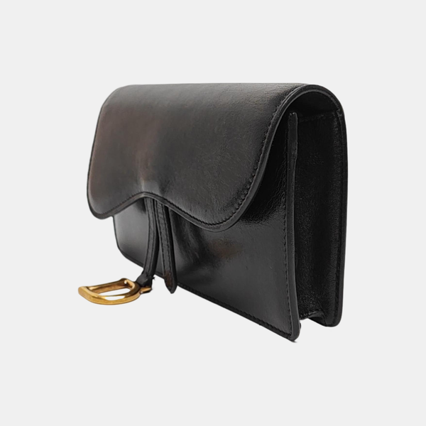 Authenticated pre-owned  Saddle Lambskin Black - Belt Bag at Looply