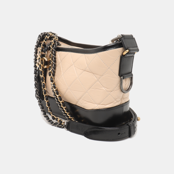 GABRIELLE Small Quilted Calfskin Beige