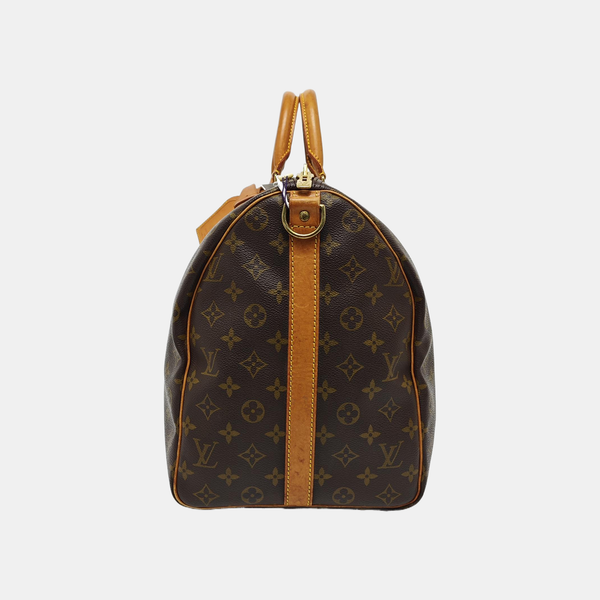 KEEPALL 50 Monogram Coated Canvas Brown