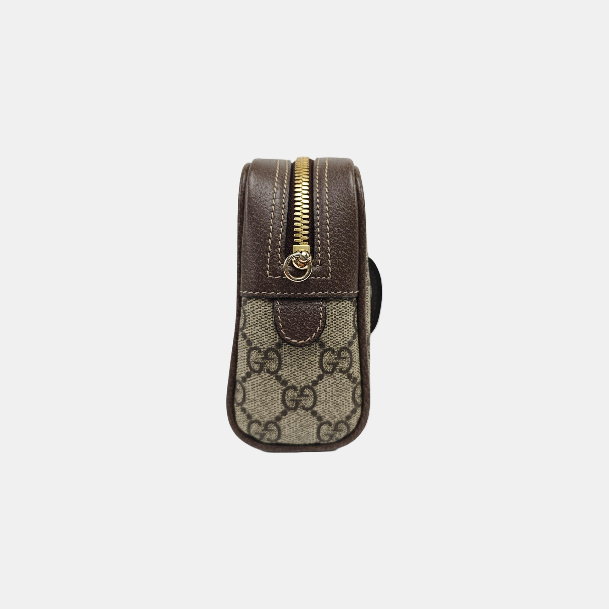 Ophidia Small Monogram Coated Canvas Beige