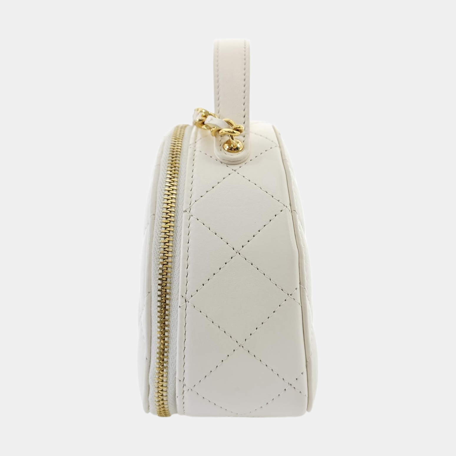 Quilted Lambskin Shoulder Bag White