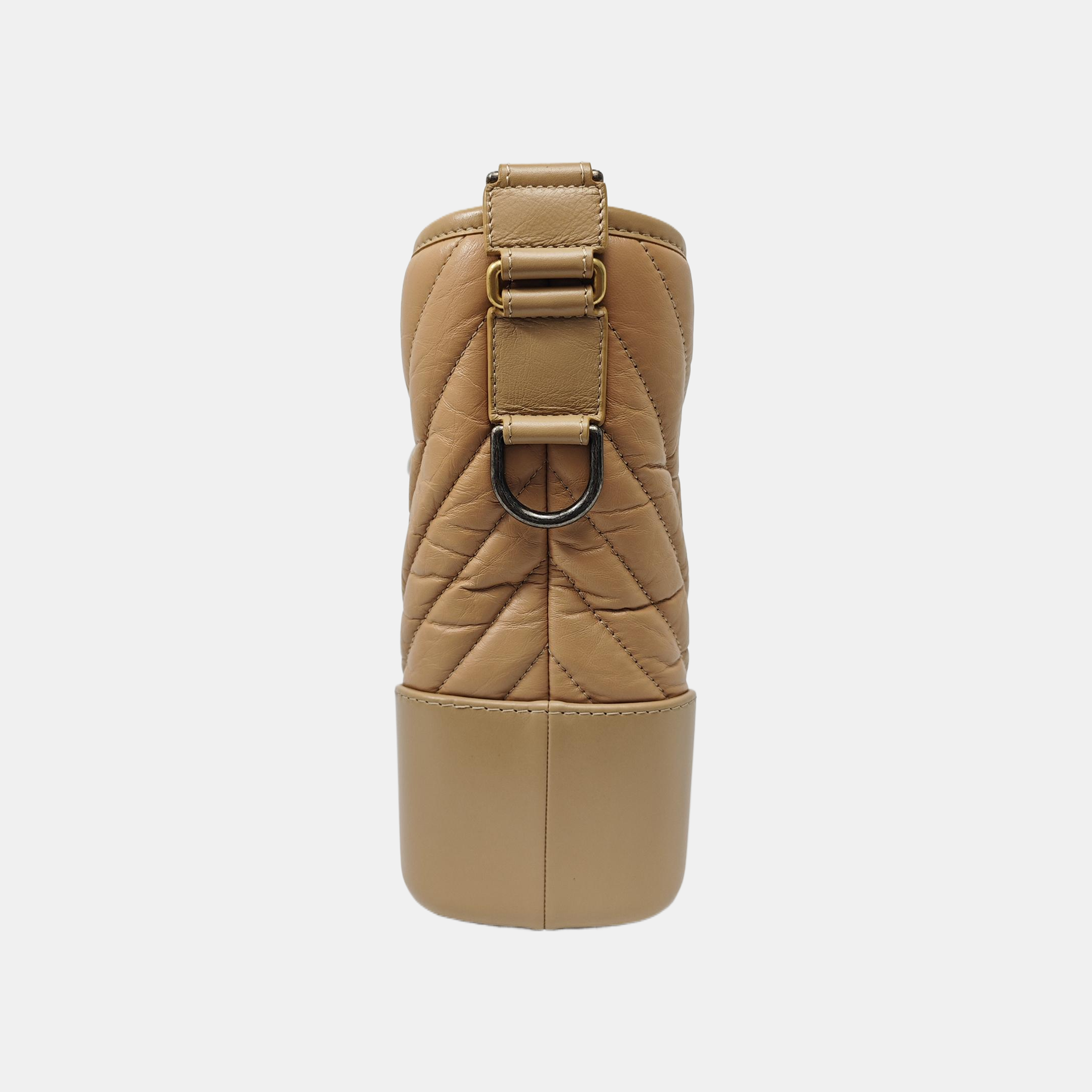 GABRIELLE Medium Chevron Calfskin Beige