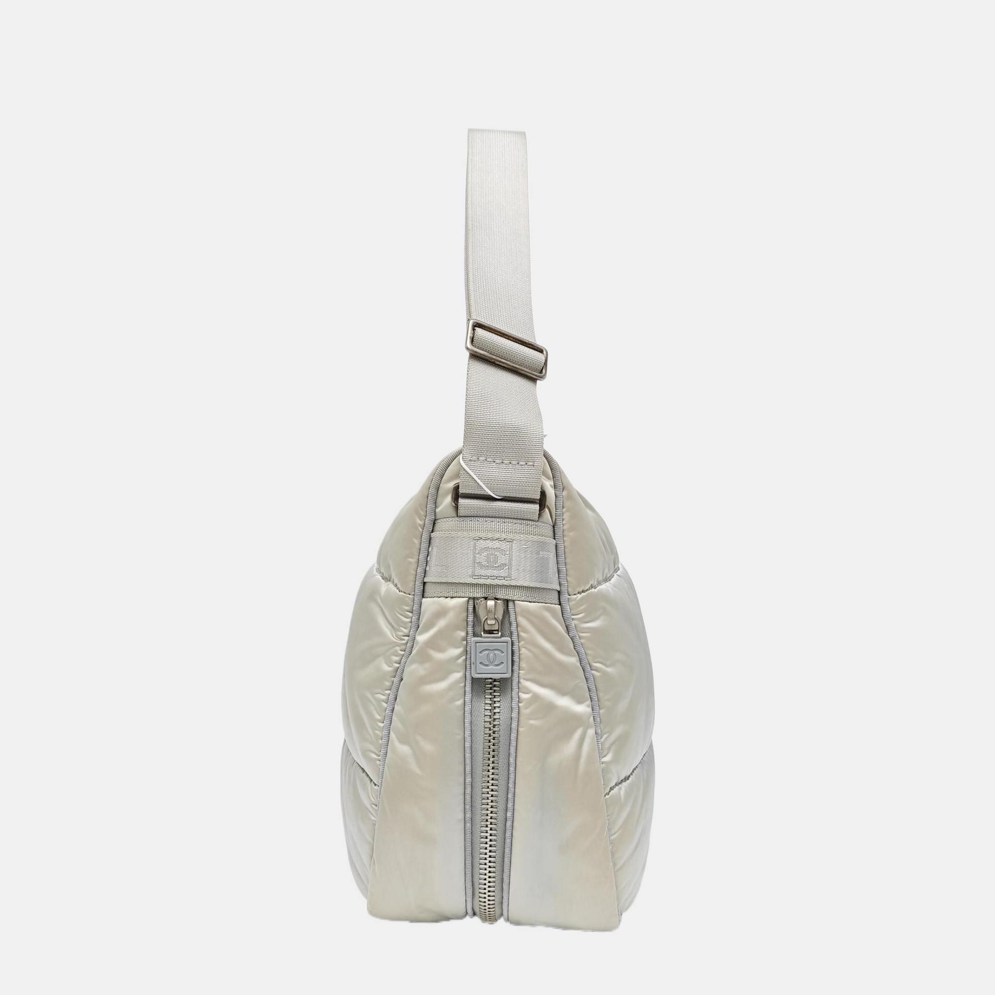 Quilted Nylon Shoulder Bag Gray