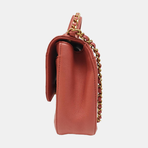 CHAIN INFINITY TOP HANDLE Quilted Calfskin Pink