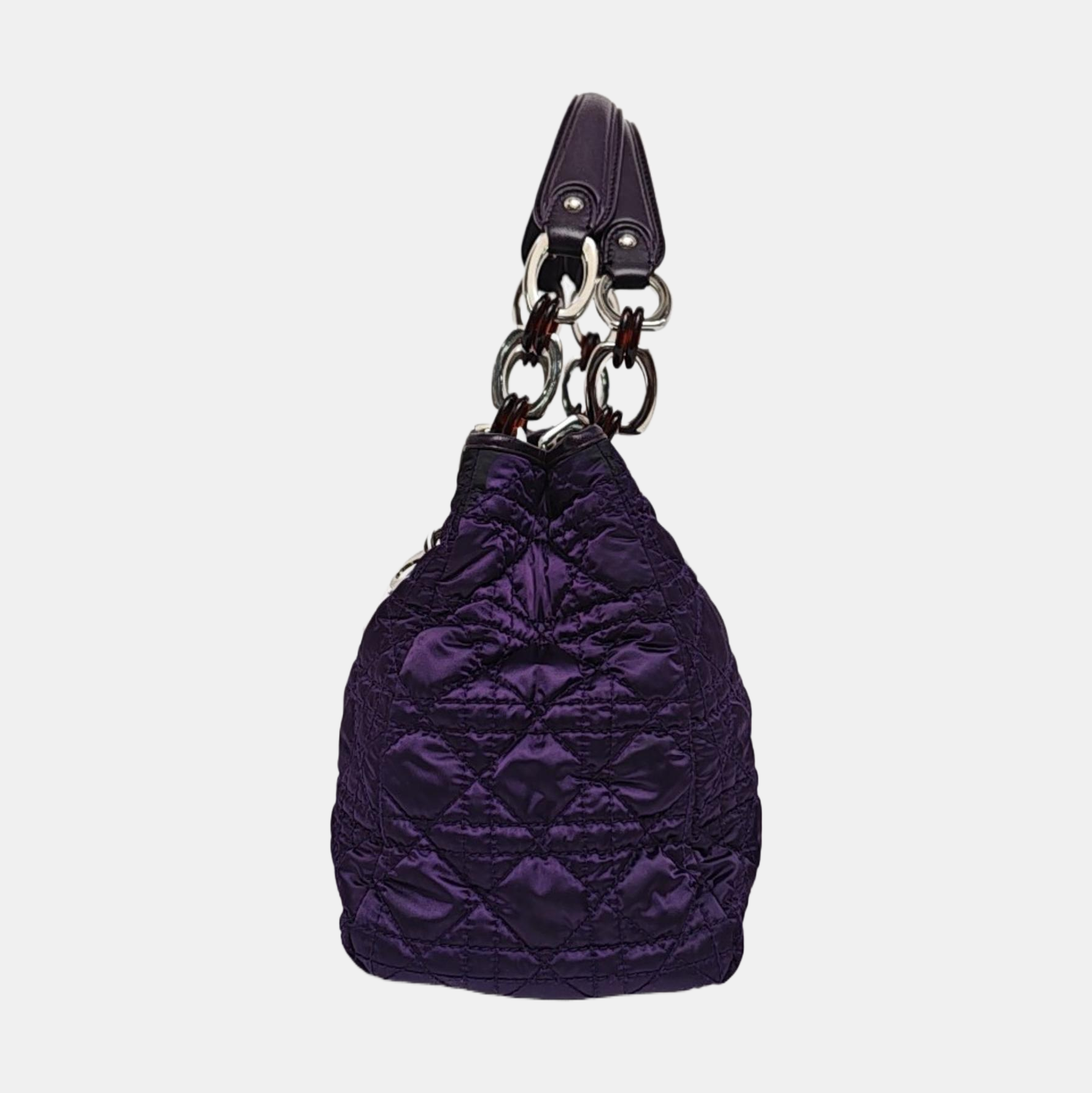 Cannage Silk Satin Tote Bag Purple
