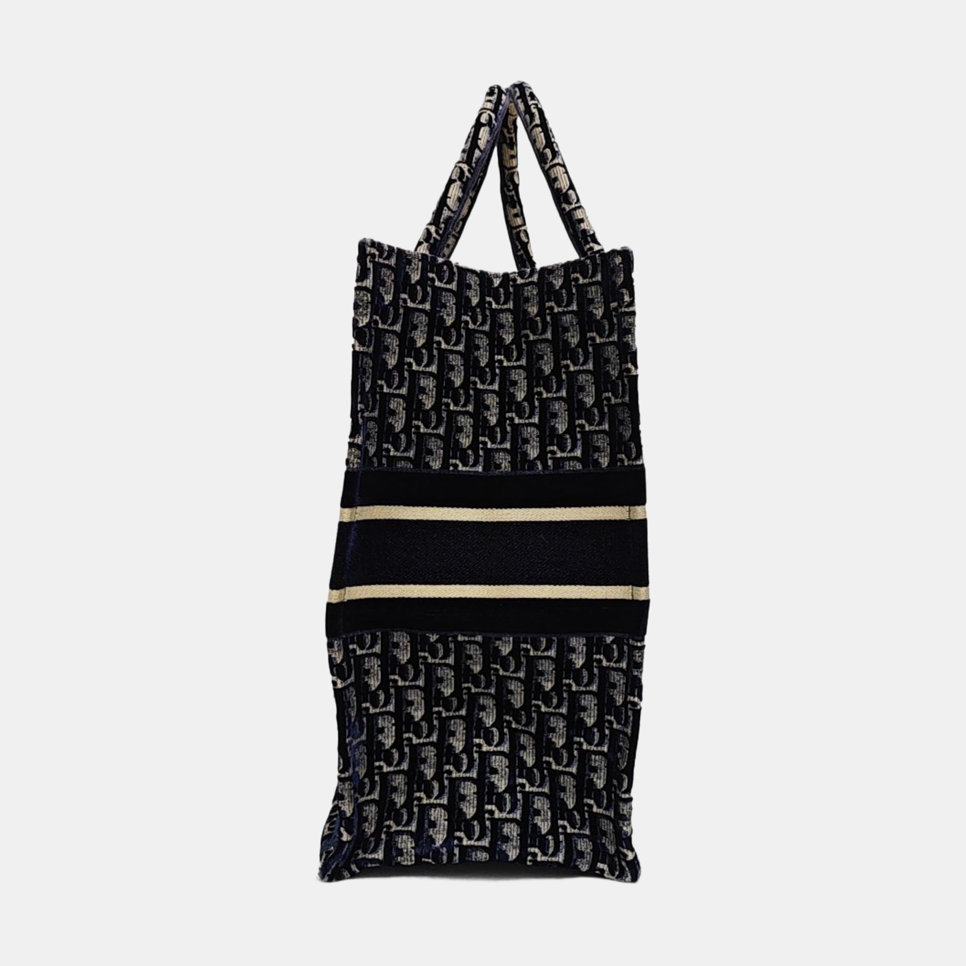 Book Tote Large Oblique Velvet Blue